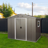 8ft x 6ft Outdoor Metal Storage Shed with Window Grey(W540S00016)