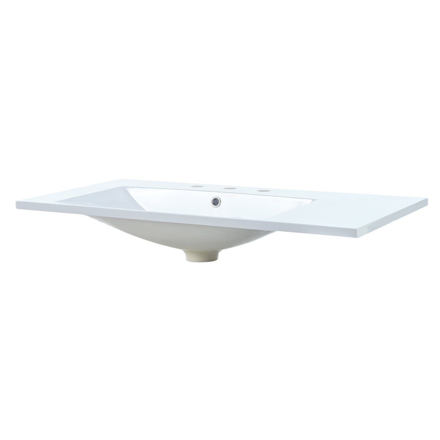 Single Bathroom Basin Sink, Left Offset Sink Vanity Top Only, 3-Faucet Holes, Resin