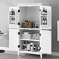 Bathroom floor storage cabinet, bathroom storage unit, 4-door independent cabinet, adjustable shelf, adaptive shelf, white