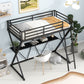 Twin Size Loft Bed with Desk Ladder and Full-Length Guardrails  X-Shaped Frame Black