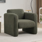 Modern Chair with Sheepskin Sherpa Fabric, Soft Cushion Armchair in Seaweed Green for Living Rooms