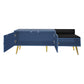 Modern Shoe Storage Bench with Hidden Storage and Upholstered Cushions, Navy Finish