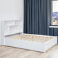 Queen Size Platform Bed with Storage Headboard and 2 Drawers, White