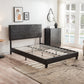 Queen Size Upholstered Platform Bed Frame Wood Slat Support Easy Assembly Black pu