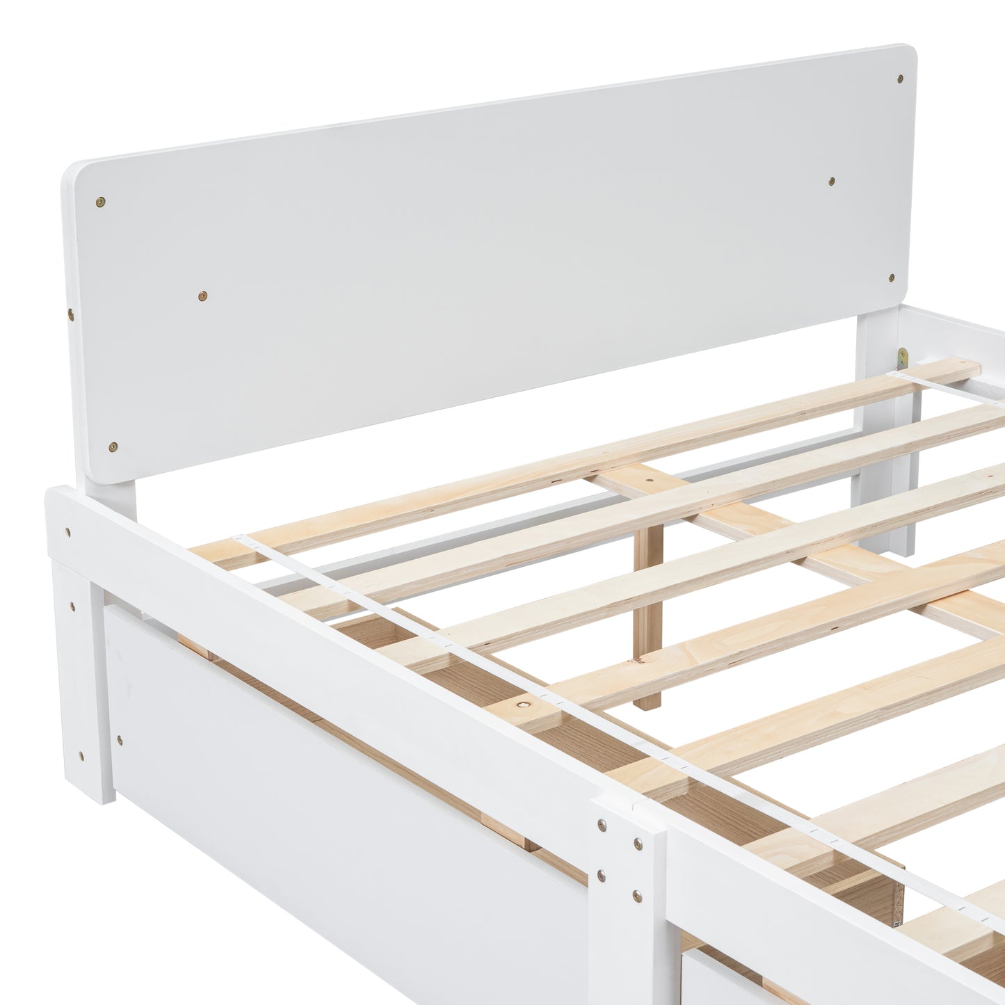 Full Bed with Footboard Bench 2 drawers White