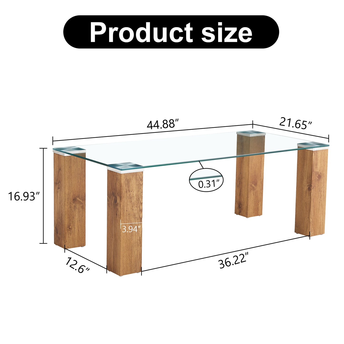 Glass-Top Coffee Table tea table with MDF Legs - Stylish Blend of Elegance and Durability