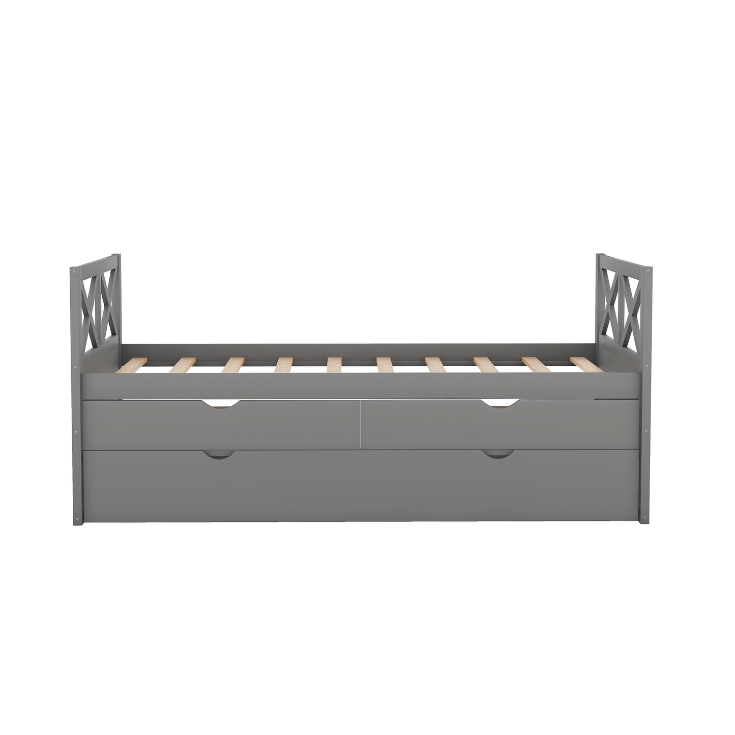 Multi-Functional Daybed with Drawers and Trundle, Gray