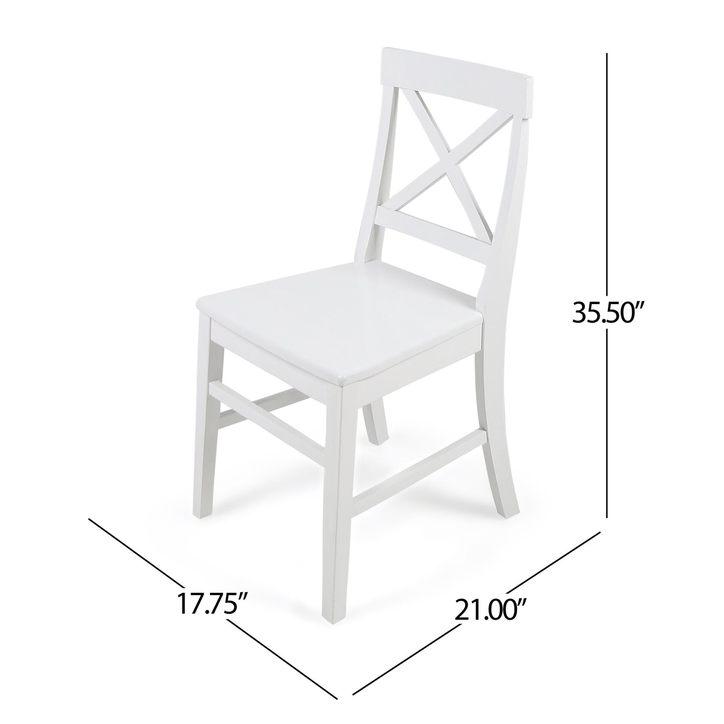 Roshan Farmhouse Acacia Wood Dining Chairs, Set of 2 in White