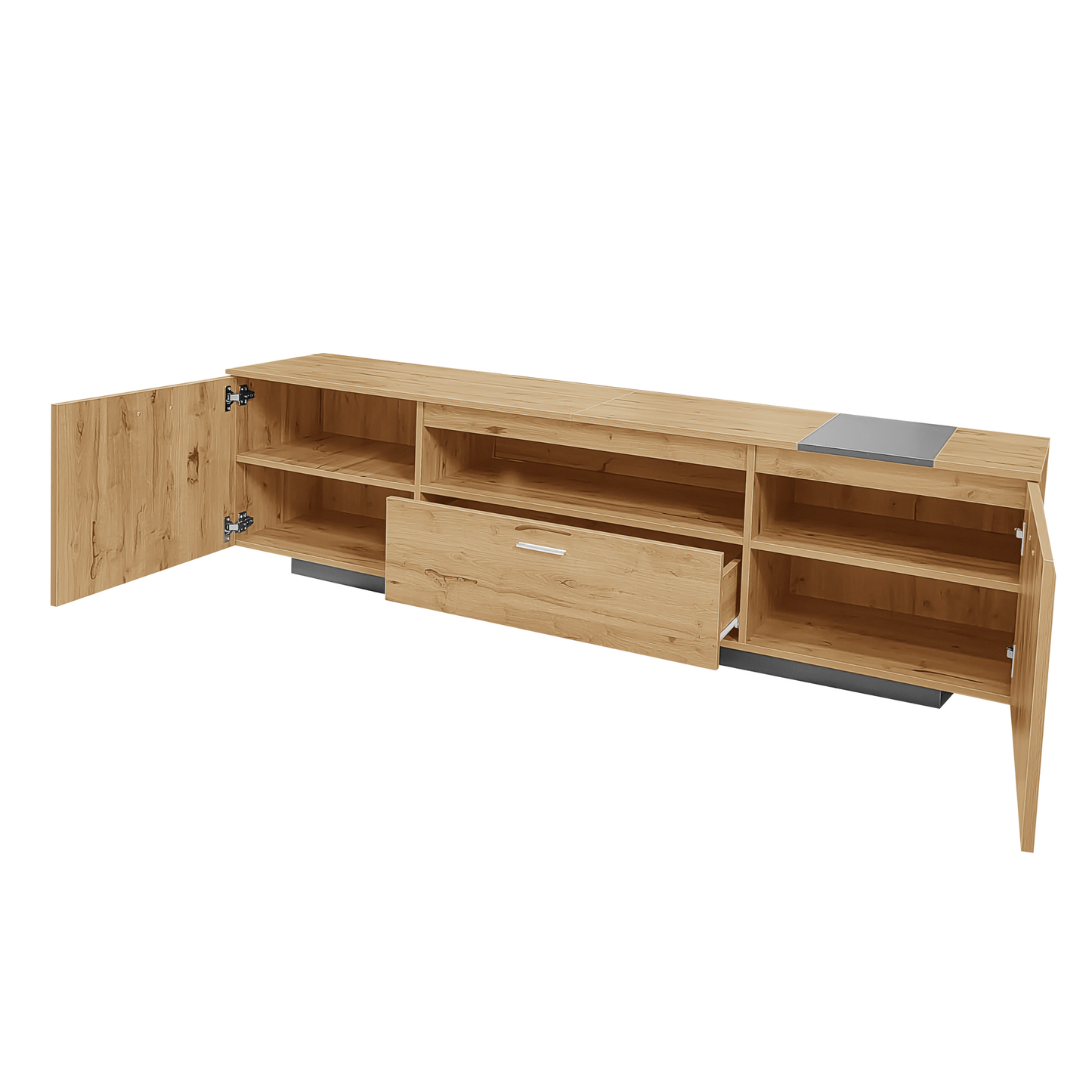 70-Inch Modern TV Stand with 3 Cabinets and Drawers, Entertainment Center for TVs Under 80 Inches