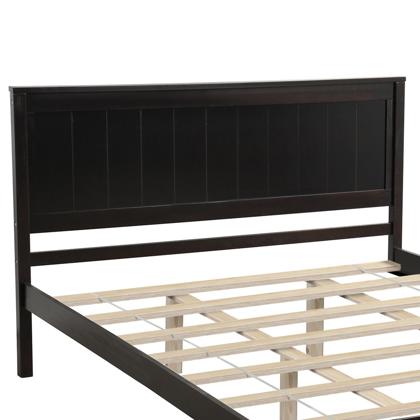 Platform Bed Frame with Headboard, Wood Slat Support, No Box Spring Needed, Queen Size in Espresso