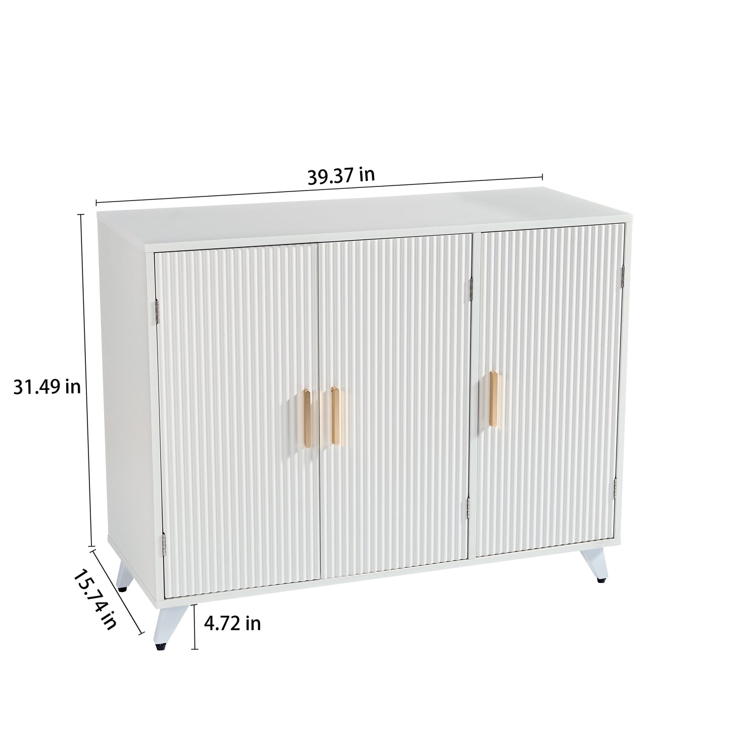 Sideboard Buffet Cabinet with Wavy Texture, White Accent Design for Modern Kitchens and Living Rooms