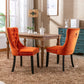 High-end Tufted Solid Wood Contemporary Velvet Upholstered Dining Chair with Wood Legs Nailhead Trim 2-Pcs Set Orange