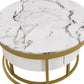 Modern Round Nesting Coffee Table with Drawers, White Finish for Living Rooms