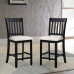 Casual Seating Black Finish Chairs, Set of 2 Rubberwood Transitional Slatted Back Dining Room Counter Chairs