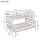 Wood Twin over Full Bunk Bed with Ladder White