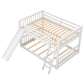 Full over Full Bunk Bed with Convertible Slide and Ladder  White