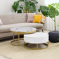 Modern Round Nesting Coffee Table with Drawers, White Finish for Living Rooms