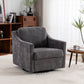 Large Swivel Chair with Soft Cushions, Modern Design in Skin-Friendly Gradient Linen Fabric, Grey Finish