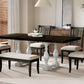 Traditional 6-Piece Trestle Extendable Dining Table Set with Removable Leaf, Padded Chairs, and Bench, Distressed White