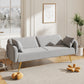 Gray Fabric Double Sofa with Split Backrest and Two Throw Pillows