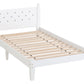 Twin Bed with Button-Decoration Headboard, with Bed Slats,White