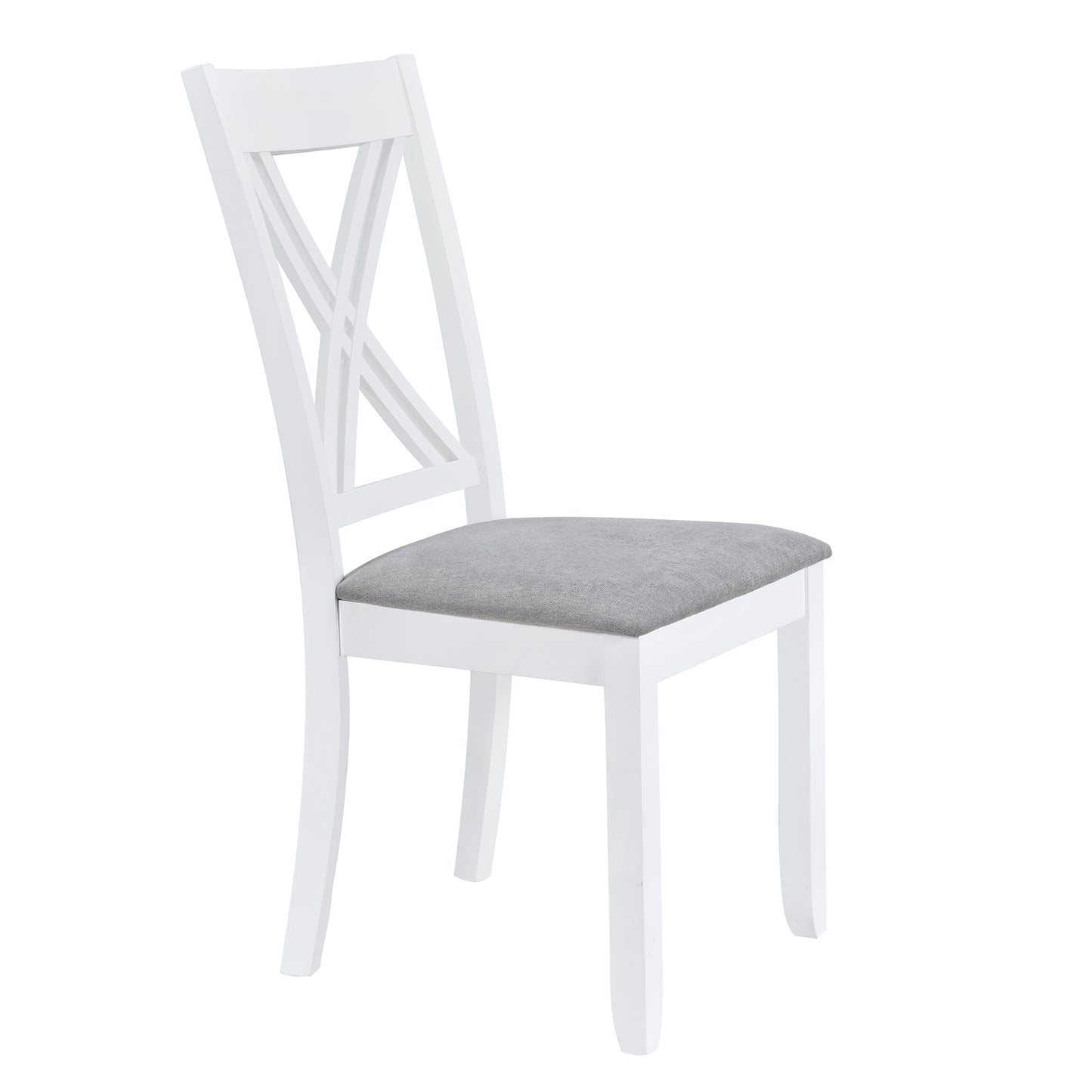 Juego de mesa de comedor de madera rústica minimalista de 5 piezas TOPMAX con 4 sillas con respaldo en X, acabado blanco