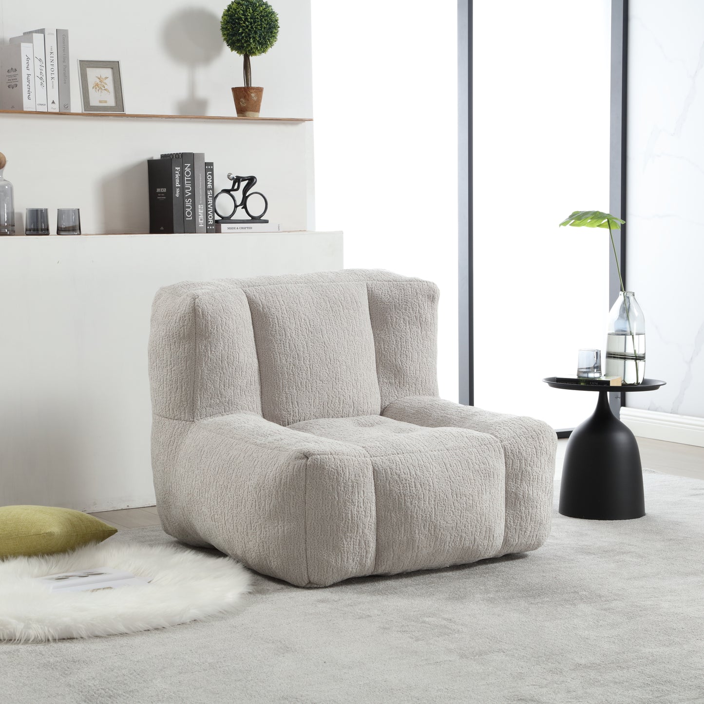 Fluffy bean bag chair Super soft couch chair with memory foam and footstool Indoor modern focus bean bag chair