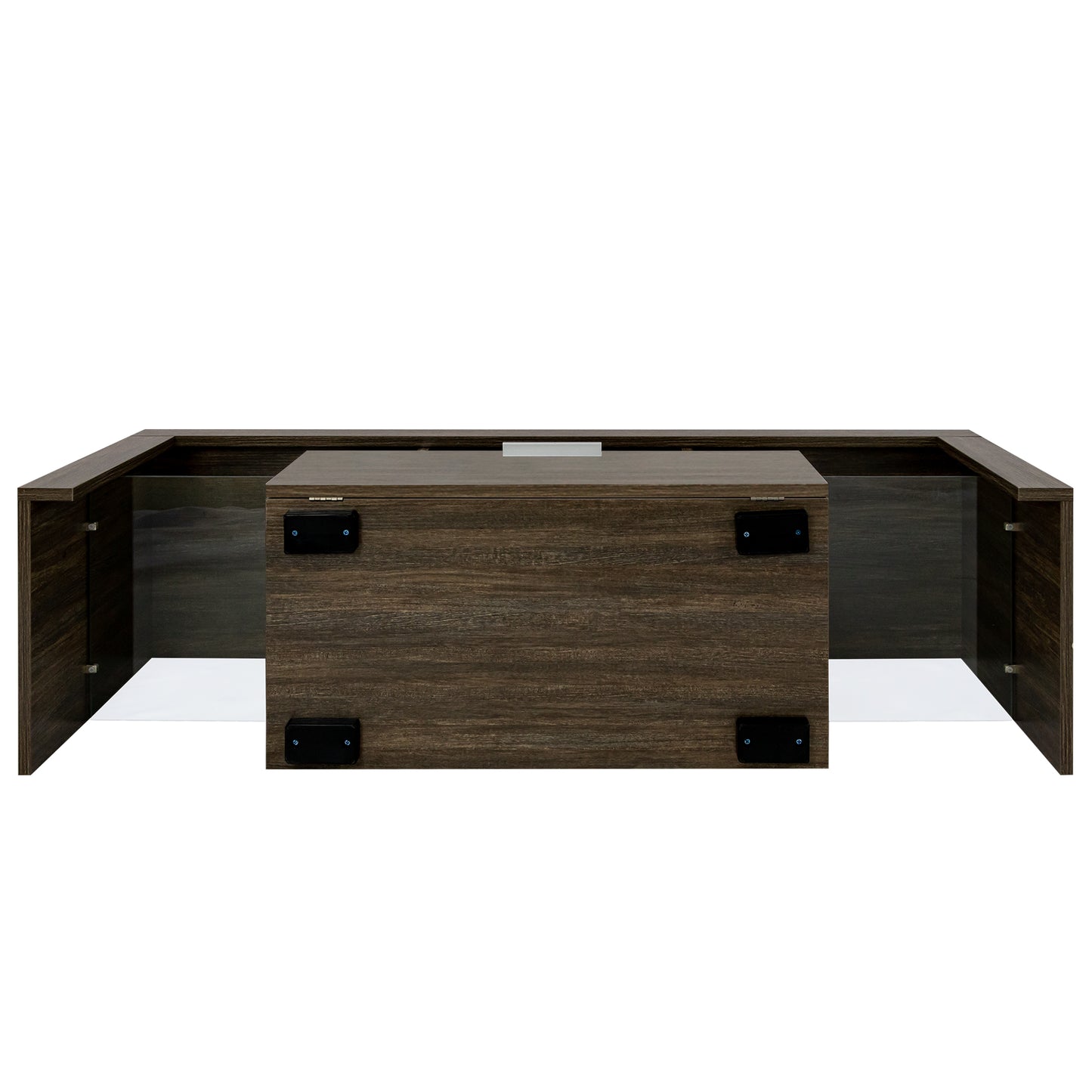 Simple modern TV stand Brown TV bracket with LED Color Changing Lights for Living Room