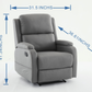 PU leather recliner massage chair with adjustable leg positions at the back, easy to reach side buttons - gray