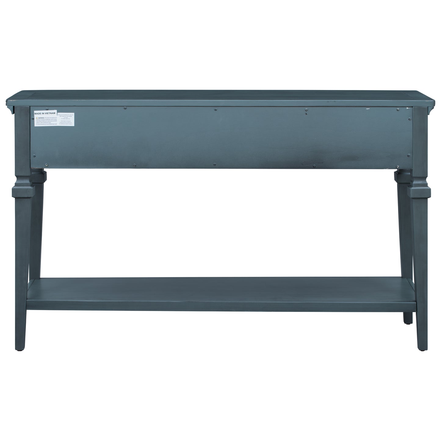 TREXM Classic Retro Style Console Table with Three Top Drawers and Open Style Bottom Shelf (Navy)