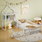 Wooden Twin Size Children's Bed with Detachable Headboard and Integrated Clothes Drying Rack, White