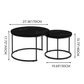 A set of nested coffee tables, 27.6-inch round coffee table, wooden marble patterned tabletop, sturdy metal frame (black)