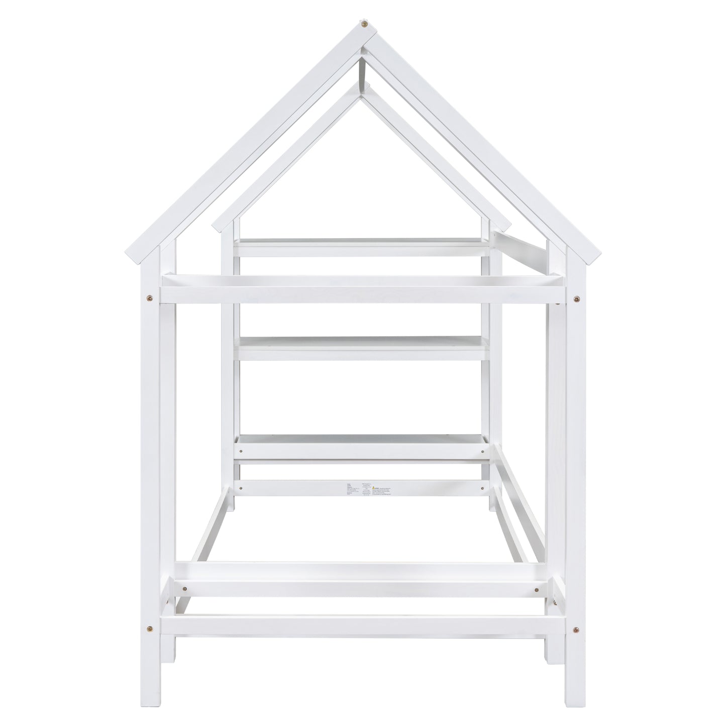 Twin House-Shaped Floor Bed with 2 Detachable Stands White