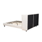 Queen Size Upholstered Platform Bed with LED Lights and U-Shaped Headboard, Linen Fabric, Beige