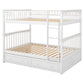 Full over Full Bunk Bed with Drawers  Convertible Beds  White