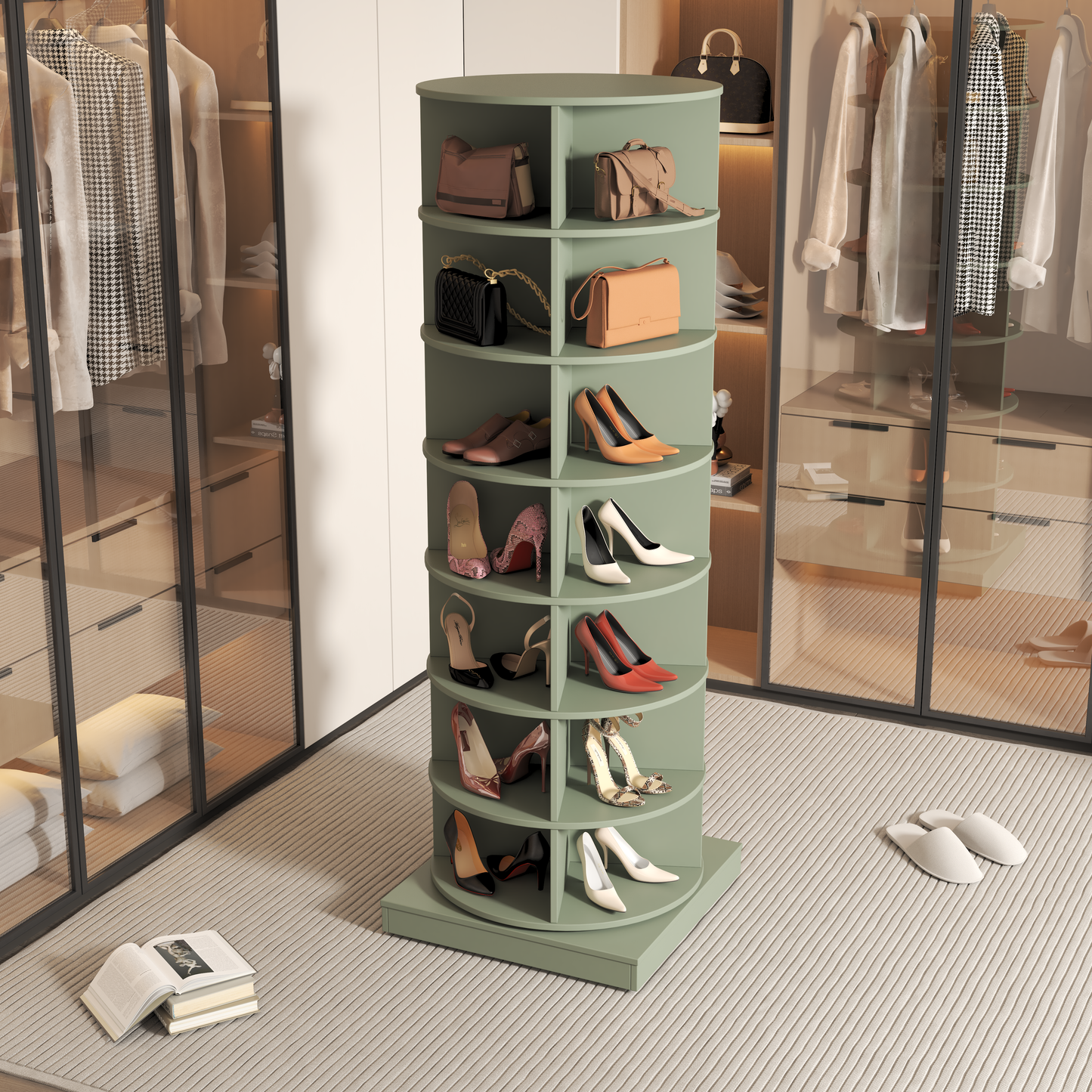 Green 360 Rotating shoe cabinet 7 layers