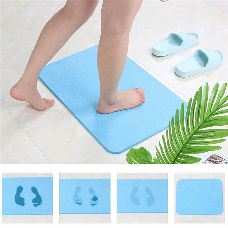 Anti Slip Bath Mat Loofah Shower Rug Bathroom Carpet Water Drains Bathtub Quick Dry Pda