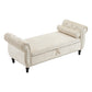 Velvet Multifunctional Storage Ottoman Bench with 1 Pillow, Stylish and Practical for Living Rooms, Beige