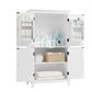 Bathroom floor storage cabinet, bathroom storage unit, 4-door independent cabinet, adjustable shelf, adaptive shelf, white