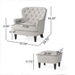 Modern Light Grey Fabric Club Chair and Ottoman Set, Stylish Cushioned Armchair for Living Rooms