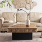 41.73" Three-Dimensional Embossed Pattern Square Retro Coffee Table with 2 Drawers and MDF Base