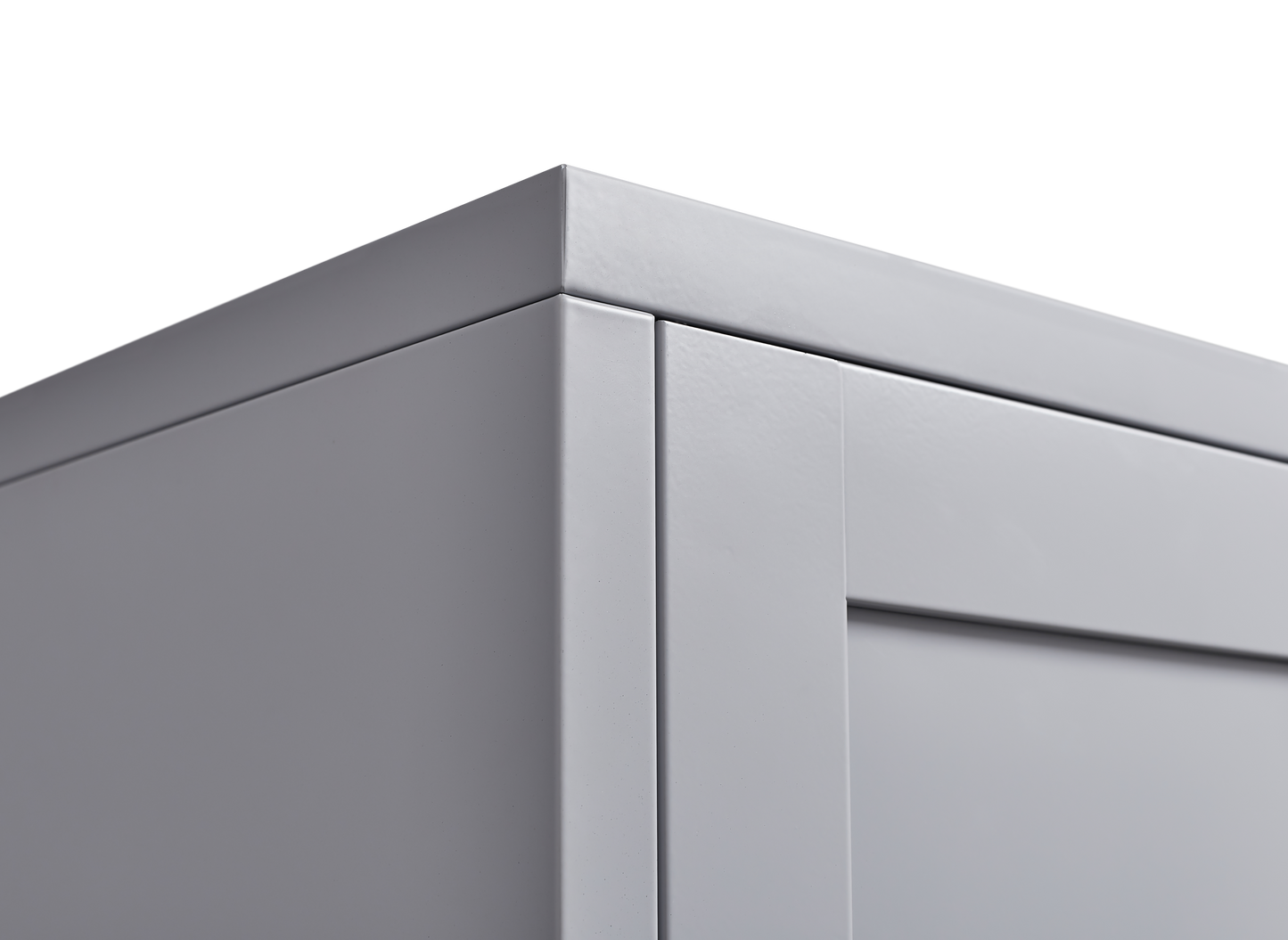 Grey Metal Kitchen Storage Cabinet with Adjustable Shelves and Leveling Feet