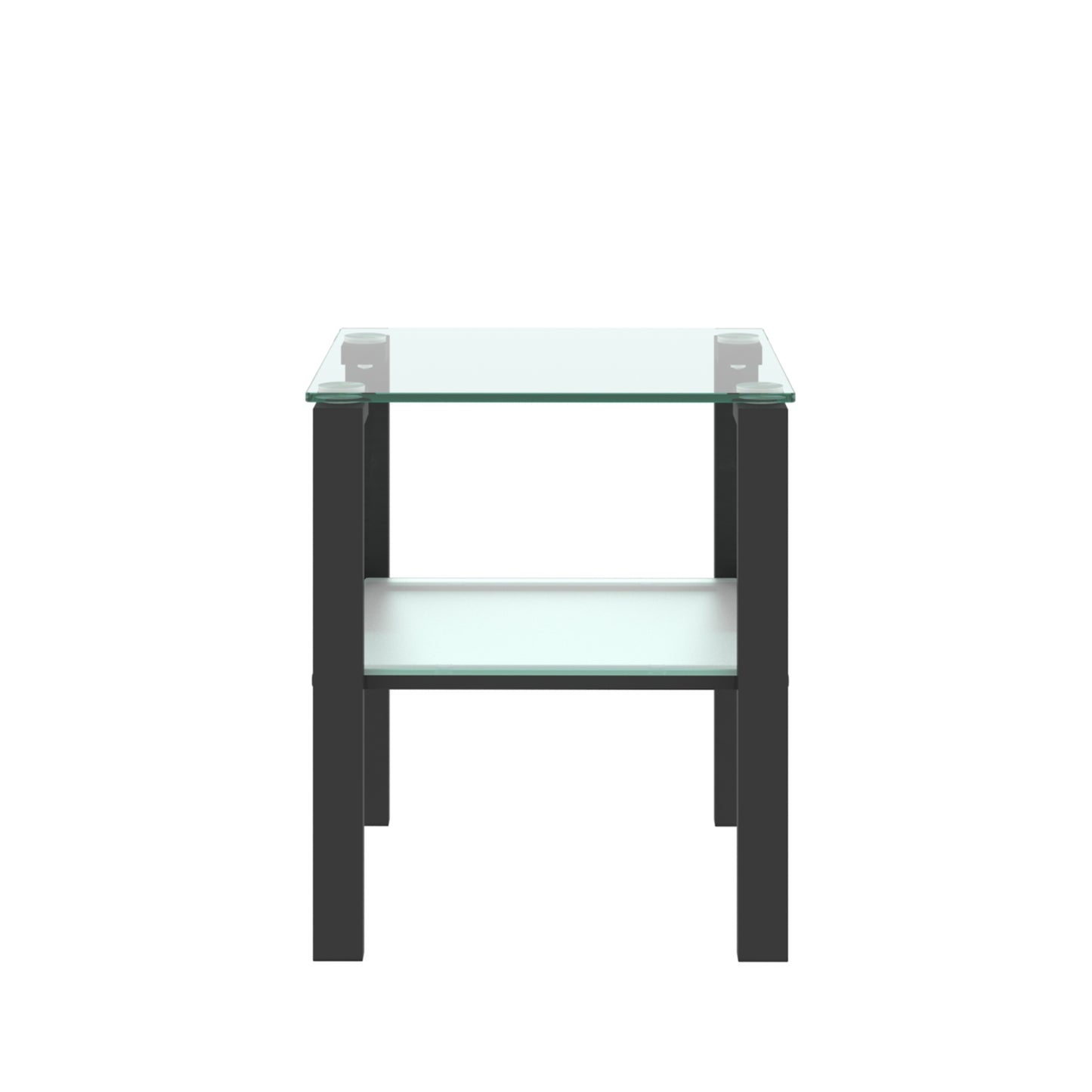 Glass Two-Layer Tea Table, Small Round Design for Bedroom Corners and Living Rooms, Black Finish