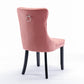 High-end Tufted Solid Wood Contemporary Velvet Upholstered Dining Chair with Wood Legs Nailhead Trim 2-Pcs Set Pink