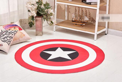 Carpet Red White Circle Star Cartoon Printing Lovely Round Carpet Rug Home Hotel Living Room Floor Mats Anti Slip