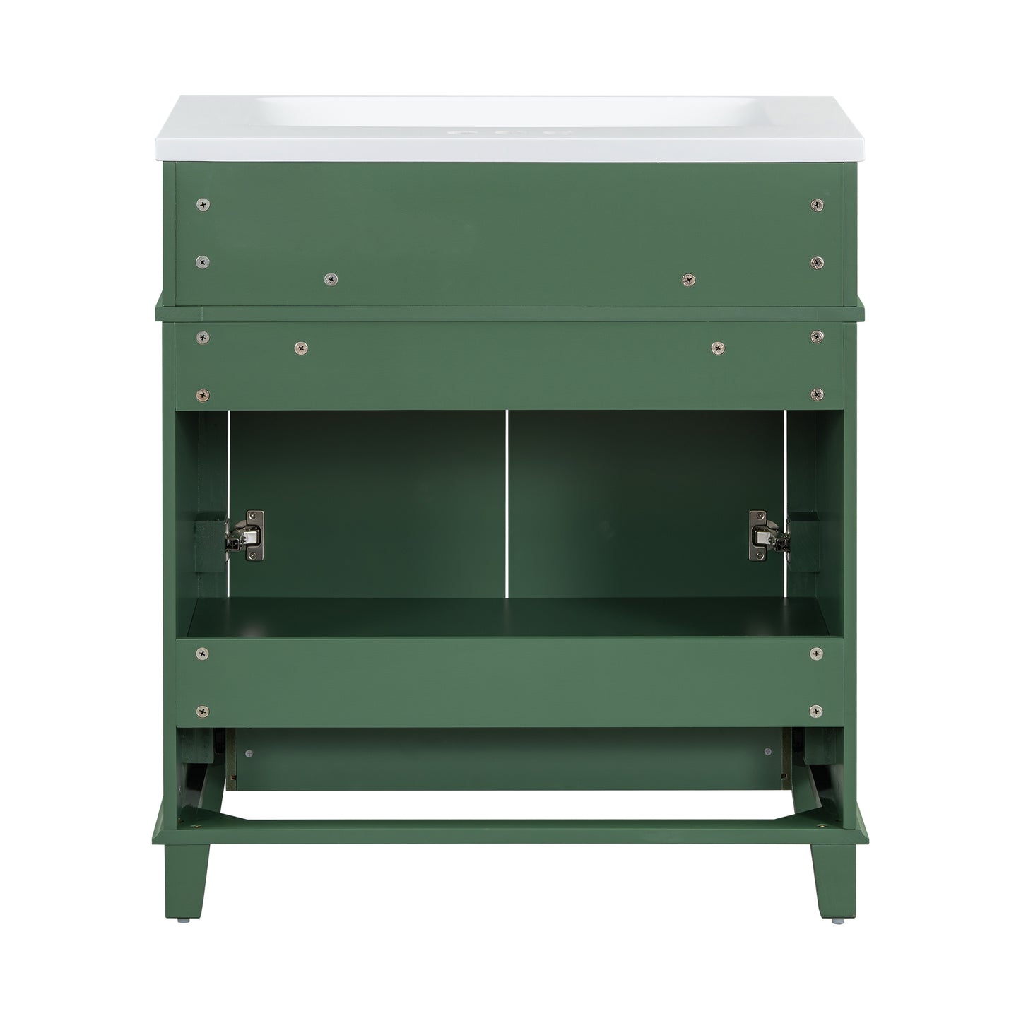 30" Uncovered Bathroom Vanity with Soft-Closed Door, Solid Wood Frame Storage Cabinet, Green Finish