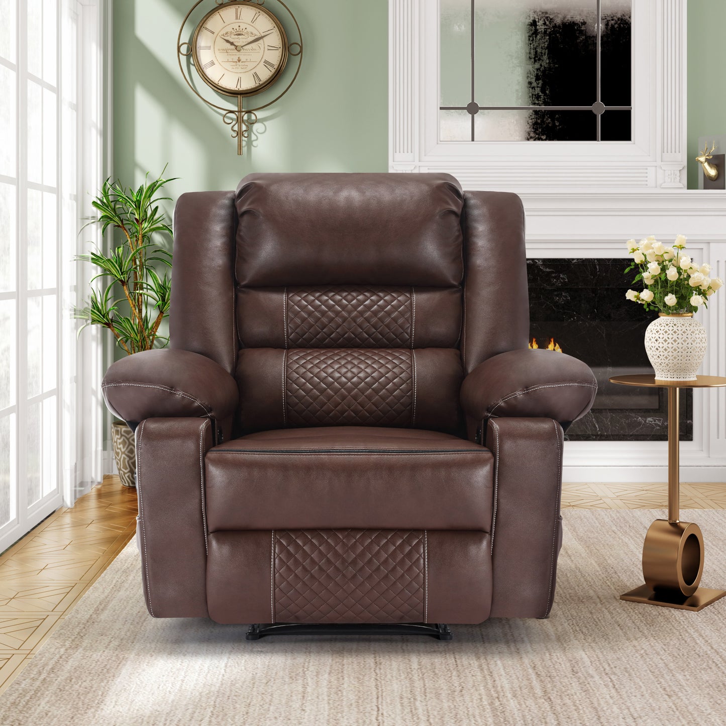 Breathable Leather Massage Recliner Chair Manual Living Room Reclining Sofa