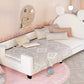 Twin Size Upholstered Daybed with Carton Ears Shaped Headboard White