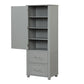 Tall Bathroom Storage Cabinet, Freestanding Storage Cabinet with Two Drawers and Adjustable Shelf, MDF Board , Grey