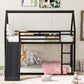 Twin over Twin House Bunk Bed with Ladder and Slide,Black